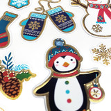 1 Sheet, 15ct. Christmas Theme Pop Up Stickers with Rhinestone Accents