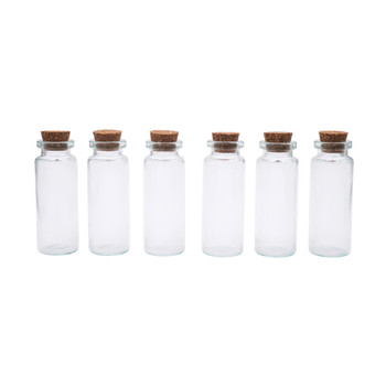 .75"2.5" Cork Glass Bottles 6ct