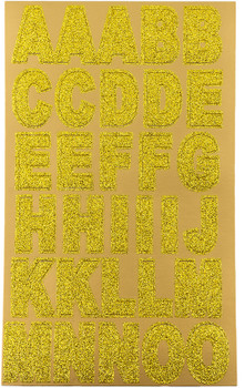 GLS-002 Glitter Alphabet Sticker, Gold, 1", 31 ct, 2 sheets