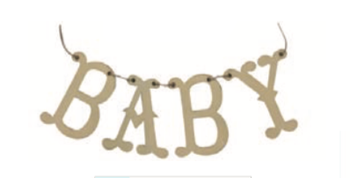 Hanging Wooden Word Banner "BABY"