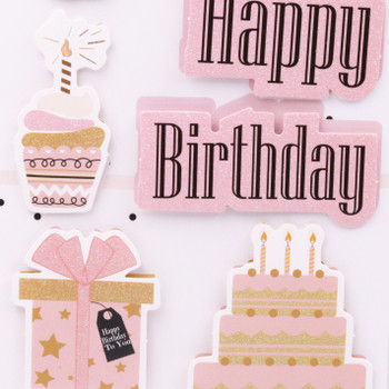 SF-137 Happy Birthday 3D Sticker, Pink