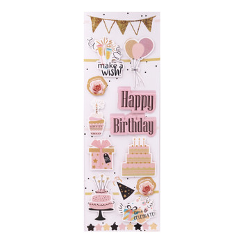 SF-137 Happy Birthday 3D Sticker, Pink