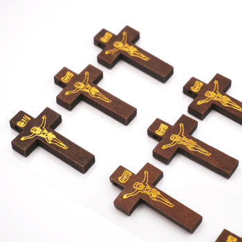 HS-039 Wooden Cross Stickers, Dark Brown