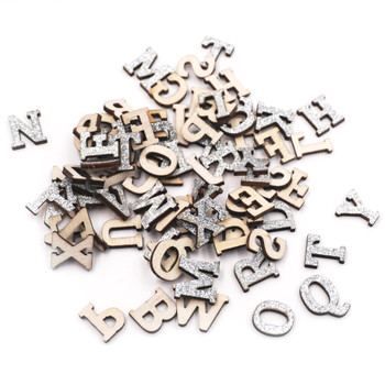 HB-016SL Glitter Wooden Alphabet Letters Silver