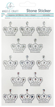 13ct, Crown Adhesive Rhinestone Stickers-Silver