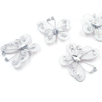 4 ct. Embellishment Butterfly-White, Approx. 2.09x1.57in (5.3x4cm)