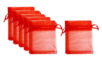 6ct. Organza Bag-RED, Appox. 3x4in (7.62x10.16cm), 40dz/Case