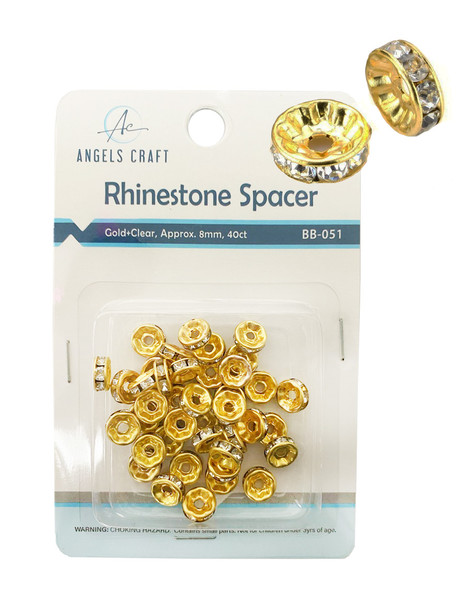 Rhinestone Spacer-Gold with Clear Stone