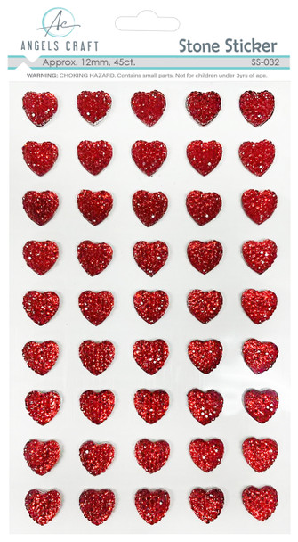 Heart Sugar Stone Sticker Red