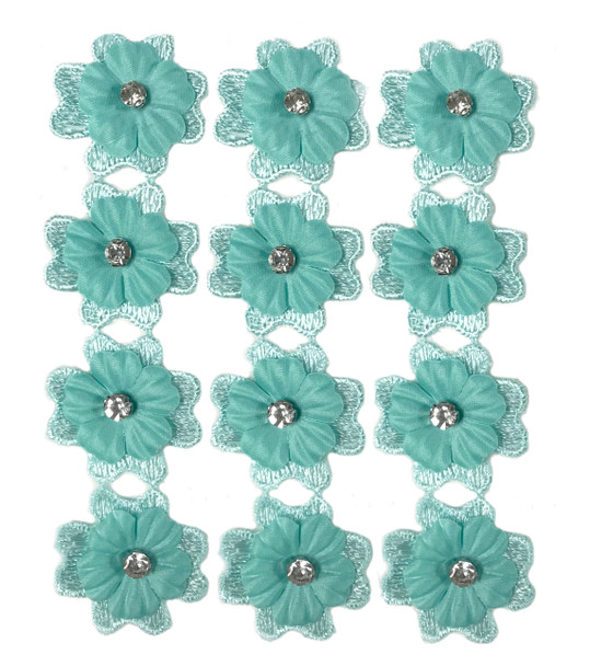 FFR-014 Fabric Flower Patch w/Stone-Mint, 4.5"