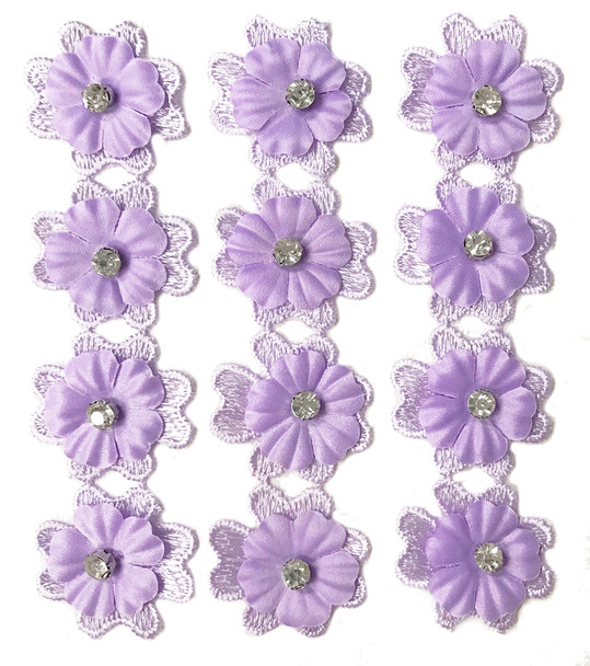 FFR-015 Fabric Flower Patch w/Stone-Purple, 4.5"