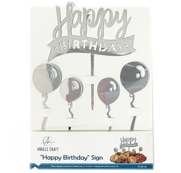 PC-001SL Sign "Happy Birthday"-Silver