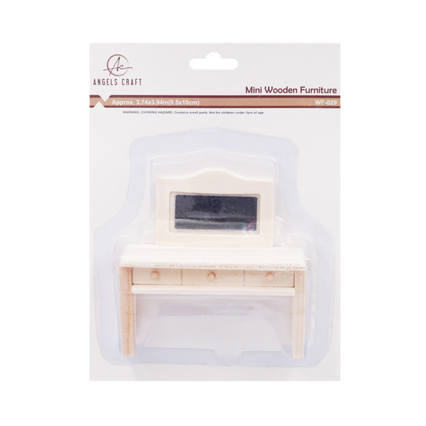 WF-029 1 ct. Mini Wooden Furniture- Vanity Desk. 3.74"x3.8"