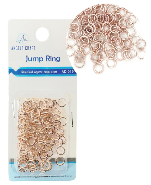 AD-019 100 ct.  Alloy Jump Ring- Rose Gold Color 6MM 