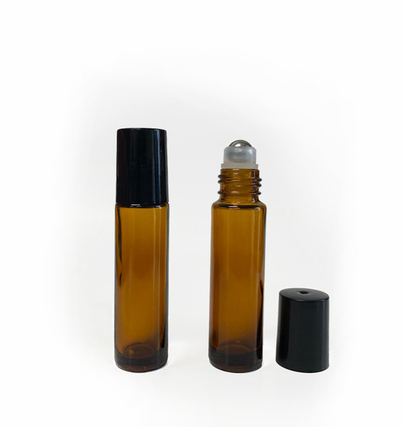 2ct. Amber Glass Roll-on Bottle, 10ml., 20x86mm.