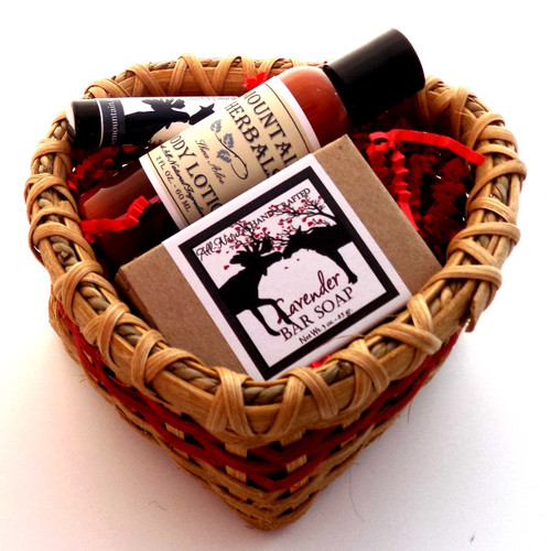 Heart Basket with Soap, lotion & lip balm