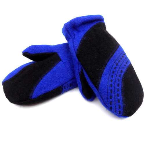 Blue and Black Wool Mitten