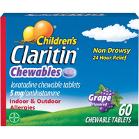 Claritin Children's 24-Hour Non-Drowsy Allergy Grape Chewable Tablet, 60 Count