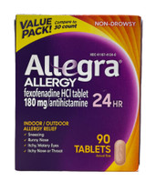 Allegra 24 HR Indoor/Outdoor Allergy Relief, 90 Tablets Exp 2024