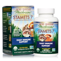 Host Defense - Stamets 7 Multi Mushroom Capsules, Supports Overall Immunity by Promoting Respiration and Digestion with Lion's Mane, Reishi, and Cordyceps, Non-GMO, Vegan, Organic, 120 Count