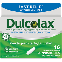 Dulcolax Laxative Suppositories (16 Ct) Fast, Gentle Relief