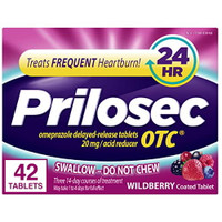 Prilosec OTC, Omeprazole Delayed Release, Acid Reducer, Treats Frequent Heartburn for 24 Hour Relief, #1 Brand, Wildberry Flavor, 42 Tablets