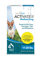 TevraPet Activate II Flea and Tick Prevention for Small Dogs 11-20 lbs, 4 Monthly Treatments