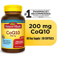 Nature Made CoQ10 200 mg Softgels, Dietary Supplement for Heart Health Support, 80 Count