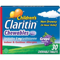 Claritin Allergy Medicine for Kids, Grape Chewable Tablets, 30 Ct
