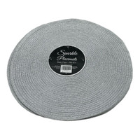 Benson Mills Sparkle Round Placemats for Dining Table Silver Set of 4, 15"