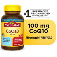 Nature Made CoQ10 100 mg Softgels, Dietary Supplement for Heart Health Support, 72 Count