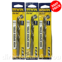 Irwin Drill Bit For Wood Plastic Steel High Speed Steel 29/64 Inch Pack of 3