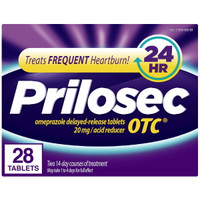 Prilosec OTC, Omeprazole Delayed Release 20mg, Acid Reducer, All Day, All Night*, 20mg, 28 Tablets