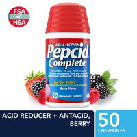 Pepcid Complete Acid Reducer + Antacid Chews, Famotidine, Berry, 50 Ct Exp 12/24