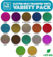 Glitter Heat Transfer Vinyl 17 Variety Pack 12x10 inch HTV Sheets
