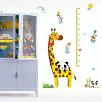 ROOHO Cartoon Animals Wall Stickers Children - Giraffe Panda Height Ruler