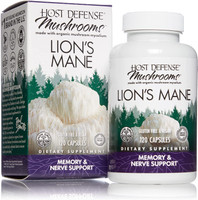 Host Defense, Lion's Mane Capsules, Promotes Mental Clarity, Focus and Memory, Daily Mushroom Supplement, Vegan, Organic, Gluten Free, 120 Capsules (60 Servings)