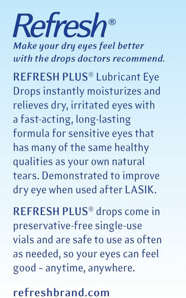 Refresh Plus Eye Lubricant 0.01 oz.Eye Drops, 30 Ct