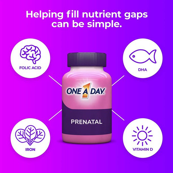 One A Day Women's Prenatal Multivitamin with Folic Acid, DHA and Iron, 60 Ct