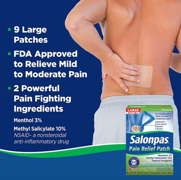 Salonpas Pain Relieving Menthol and Methyl Salicylate 9 Patchs Exp 2025