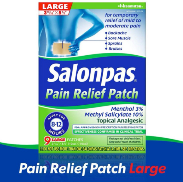 Salonpas Pain Relieving Menthol and Methyl Salicylate 9 Patchs Exp 2025