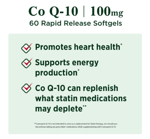 Nature's Bounty CoEnzyme Q10 Supplements, 100 mg Gels, 60 Count
