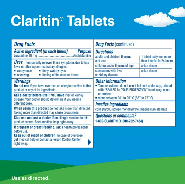 Claritin 24 Hour Allergy Medicine, Antihistamine Tablets, 10 mg, 70 Ct