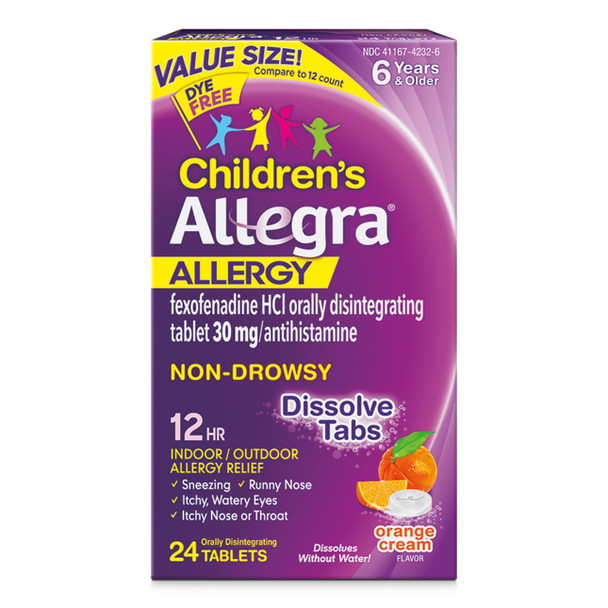 Allegra Children's Non-Drowsy Meltable Tablets ,12 HR Allergy Relief, 24 Ct