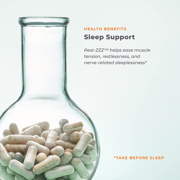 LifeSeasons - Rest-ZZZ - Natural Sleep Supplement - Aids Restlessness - Maintain a Calm and Relaxed State Without Feeling Groggy in the Morning - Low Dose Melatonin, Chamomile - 60 Capsules