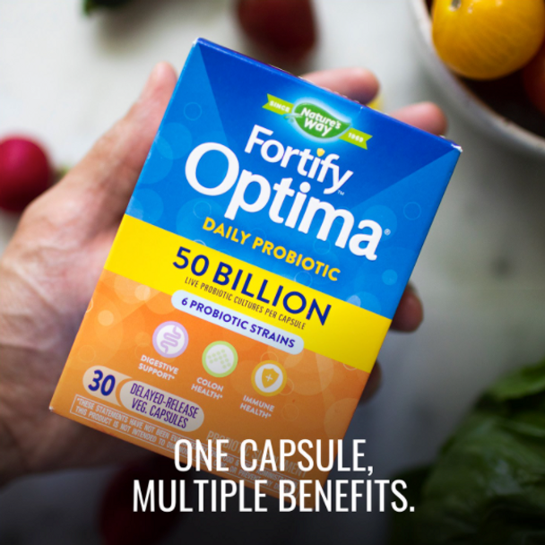 Nature's Way Fortify Optima 50 Billion Daily Probiotic, Probiotic Strains, Supports Digestive and Immune Health, 30 Capsules