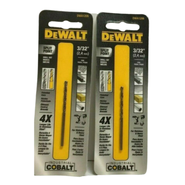 Dewalt DWA1206 Split Point Industrial Cobalt Drill Bit 3/32" Pack of 2