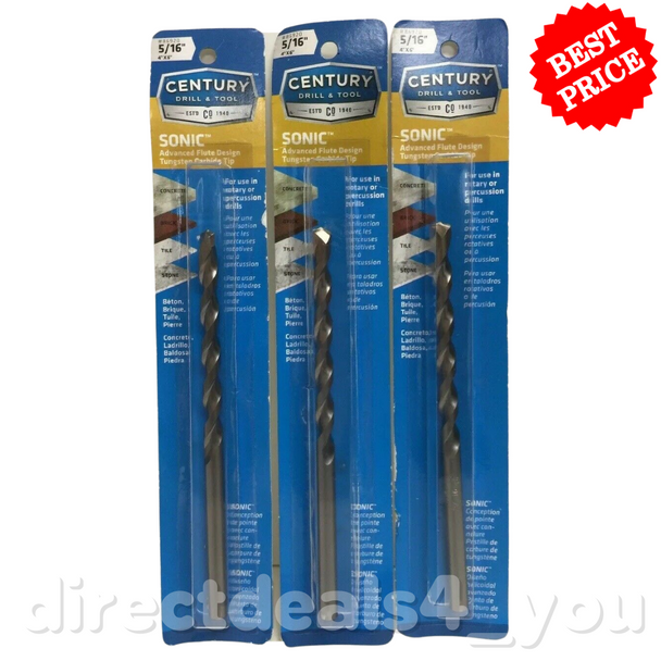 Century Drill & Tool 86920 5/16" Sonic Carbide Tip Drill Bit Pack of 3
