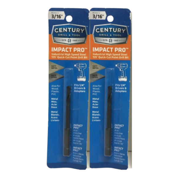 Century Drill & Tool #24612 3/16" Impact Pro Drill Bit Pack of 2