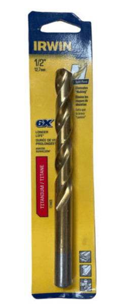 Irwin 63932 1/2" Titanium Drill Bit Pack of 2